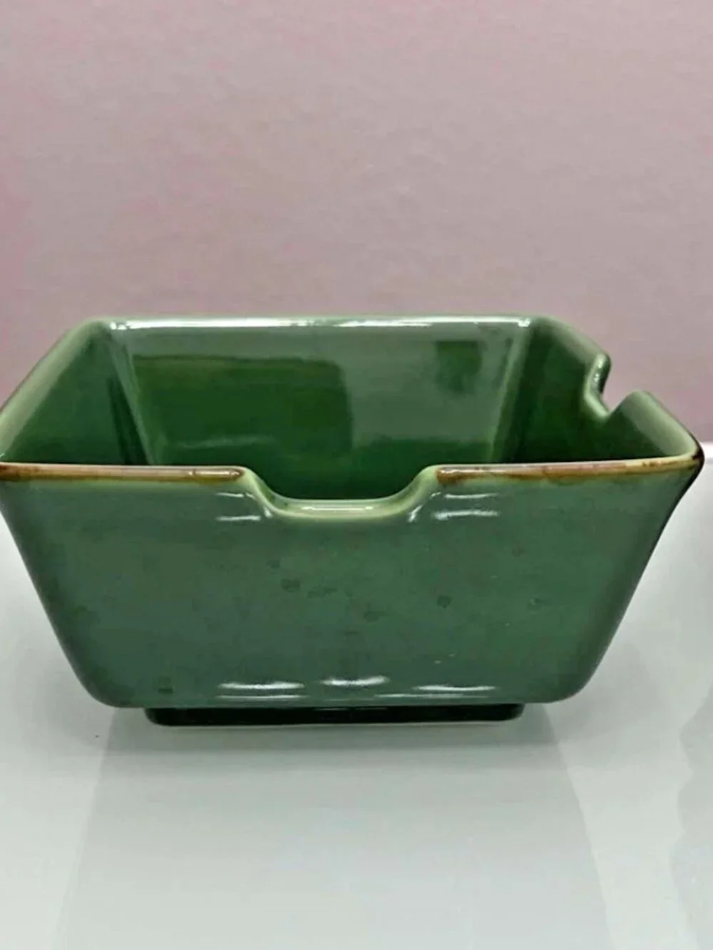 Set of 4 Pottery Barn Asian Green Square Noodle Bowls - Japan